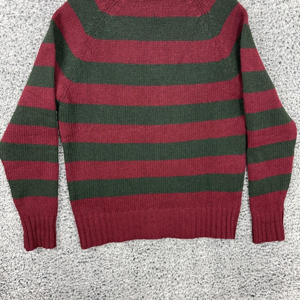 Boston Traders Sweater Mens XL Red Green Stripe Wool Blend Henley Mock Neck XL - Picture 8 of 11
